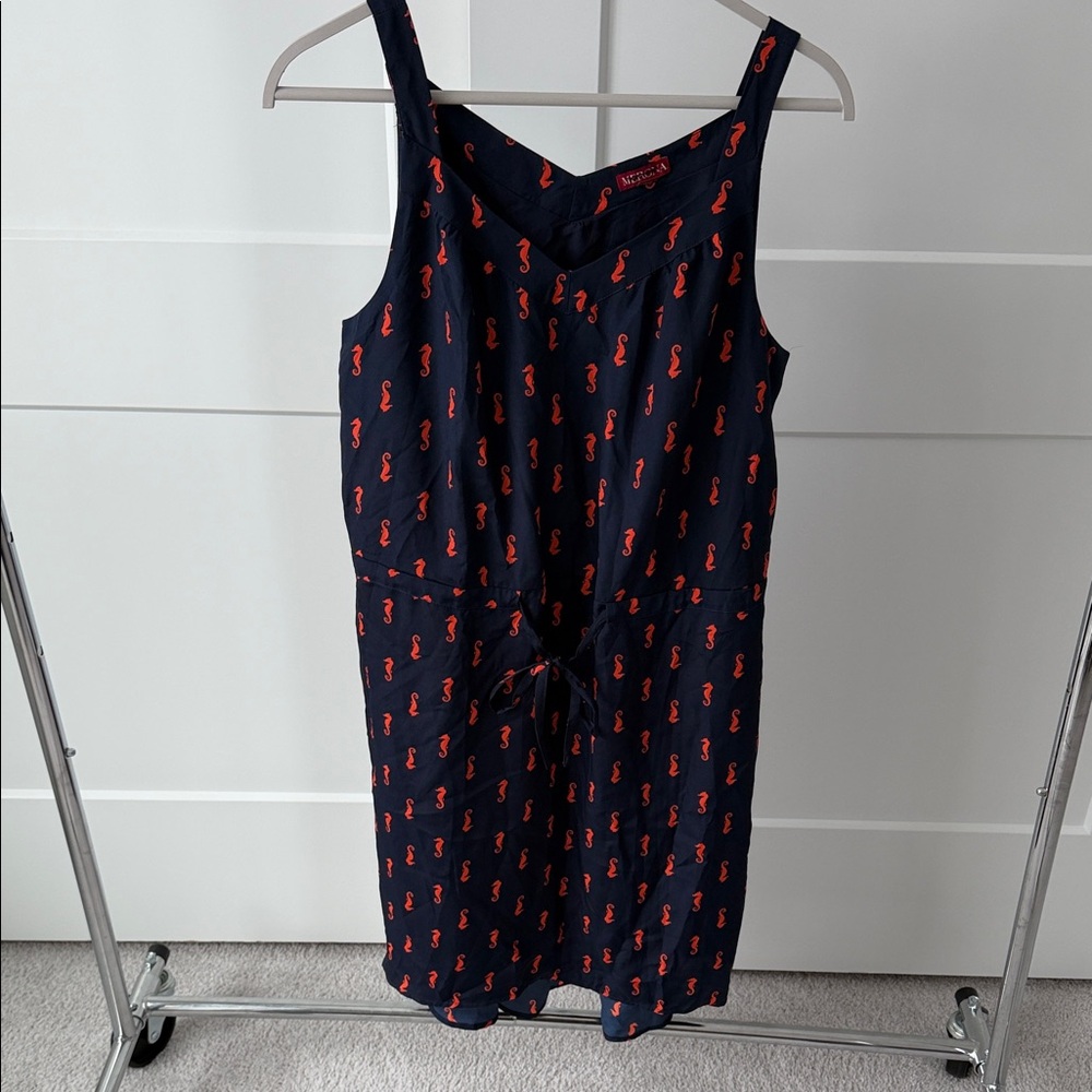 Merona Navy Dress with Orange Seahorse Pattern